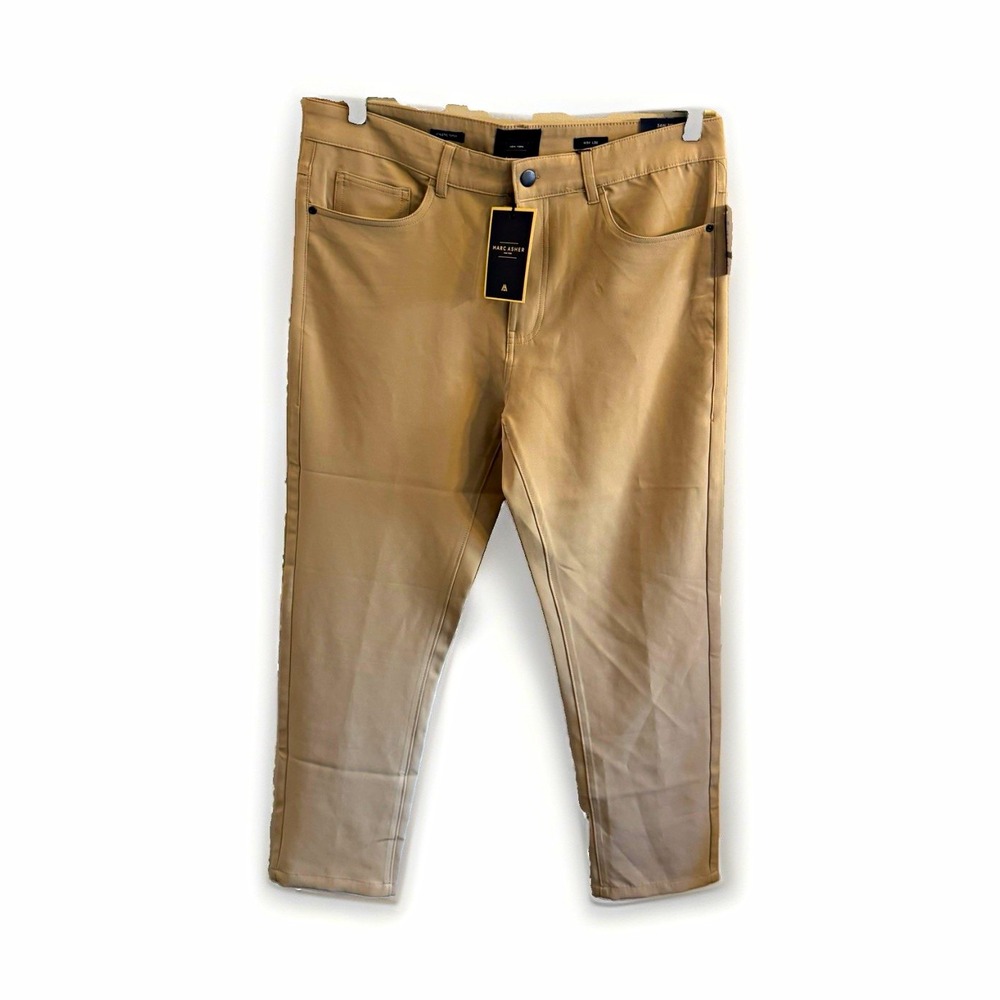 Marc Asher Chino Pants Mens 34 x 30 Khaki Athletic Taper Flat Front 5-Pocket